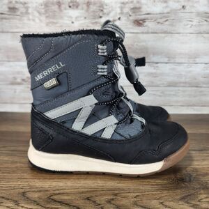 Merrell Kids Boys Snow Crush Gray Black Insulated Waterproof Winter Boots sz 12